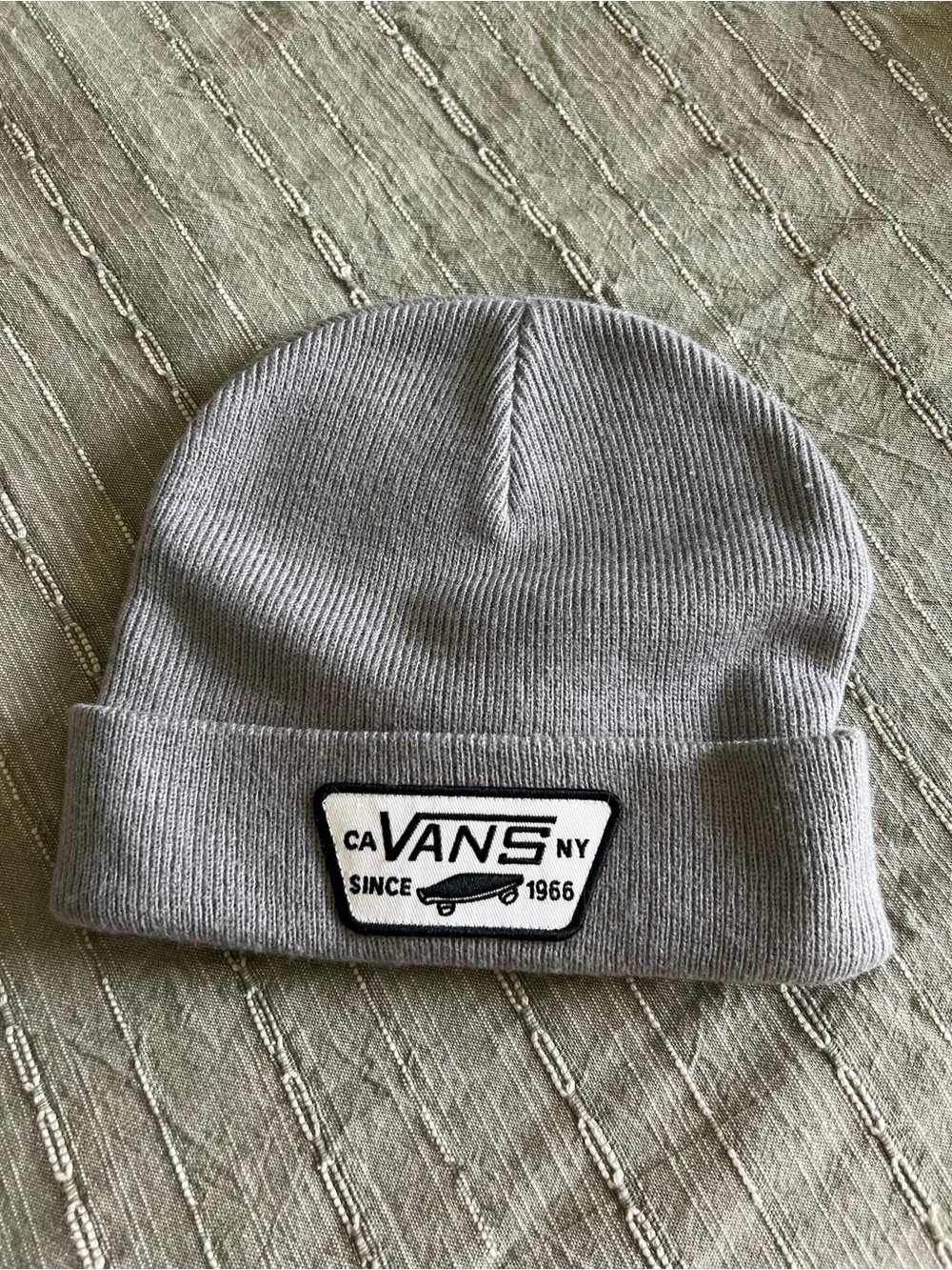 Vans Light Gray Cuffed Beanie with Logo Patch